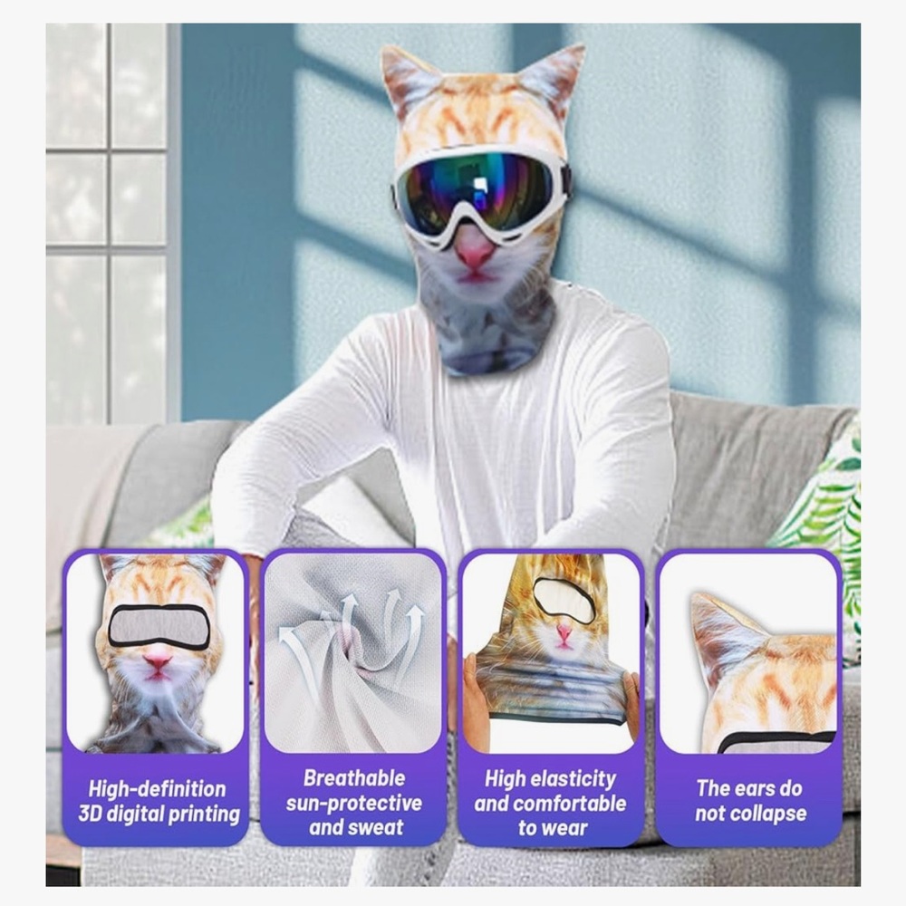 2 Cat Face Balaclava Mask